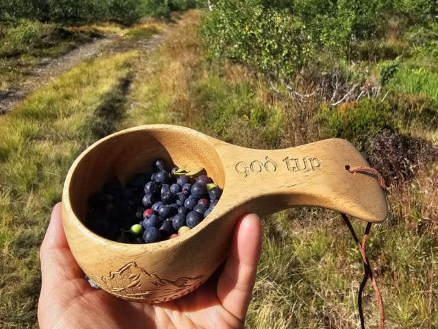 Her gravering på håndtak og på side 2 ( fjell)